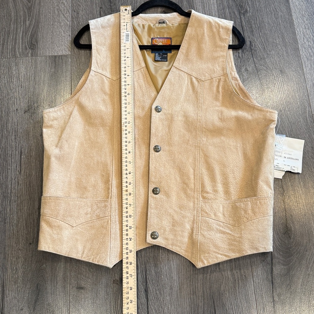 💜Cripple Creek Men's Tan Leather Suede Vest Western Cowboy Sleek Comfort Stylish - Picture 10 of 11